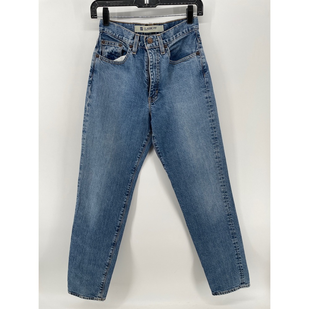 Gap Classic Fit Jeans‎ Womens 4 Blue Stretch High Rise Tapered Y2K Vintage